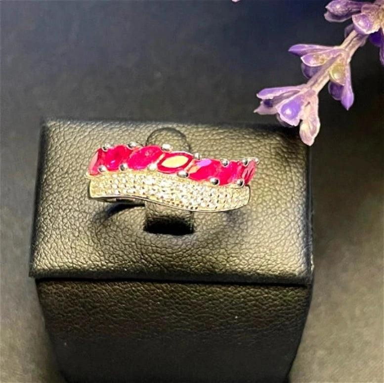 6 Stone Ruby Ring with Accents
