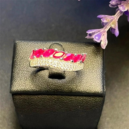 6 Stone Ruby Ring with Accents