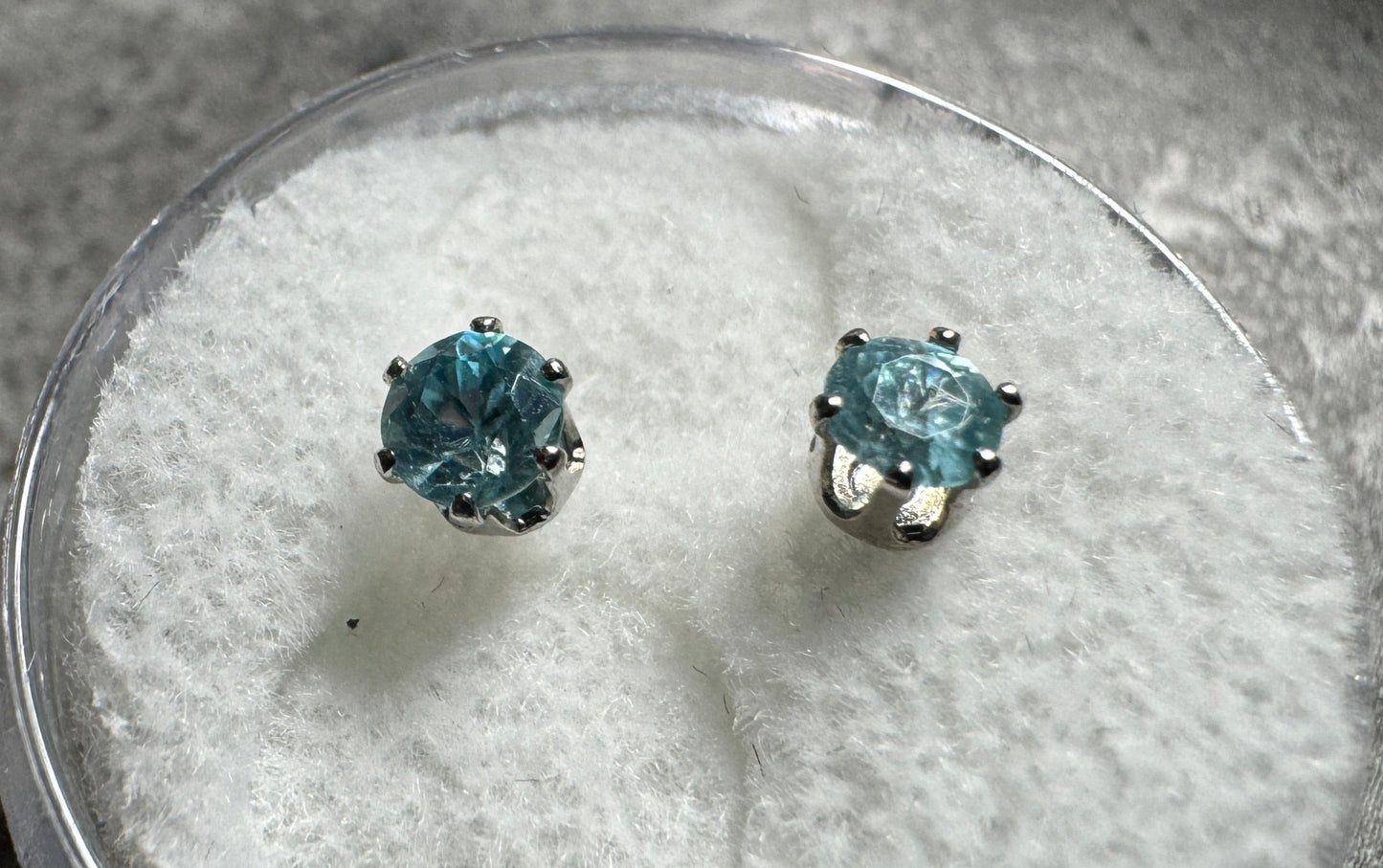 Natural Sparkling Blue Zircon Earrings