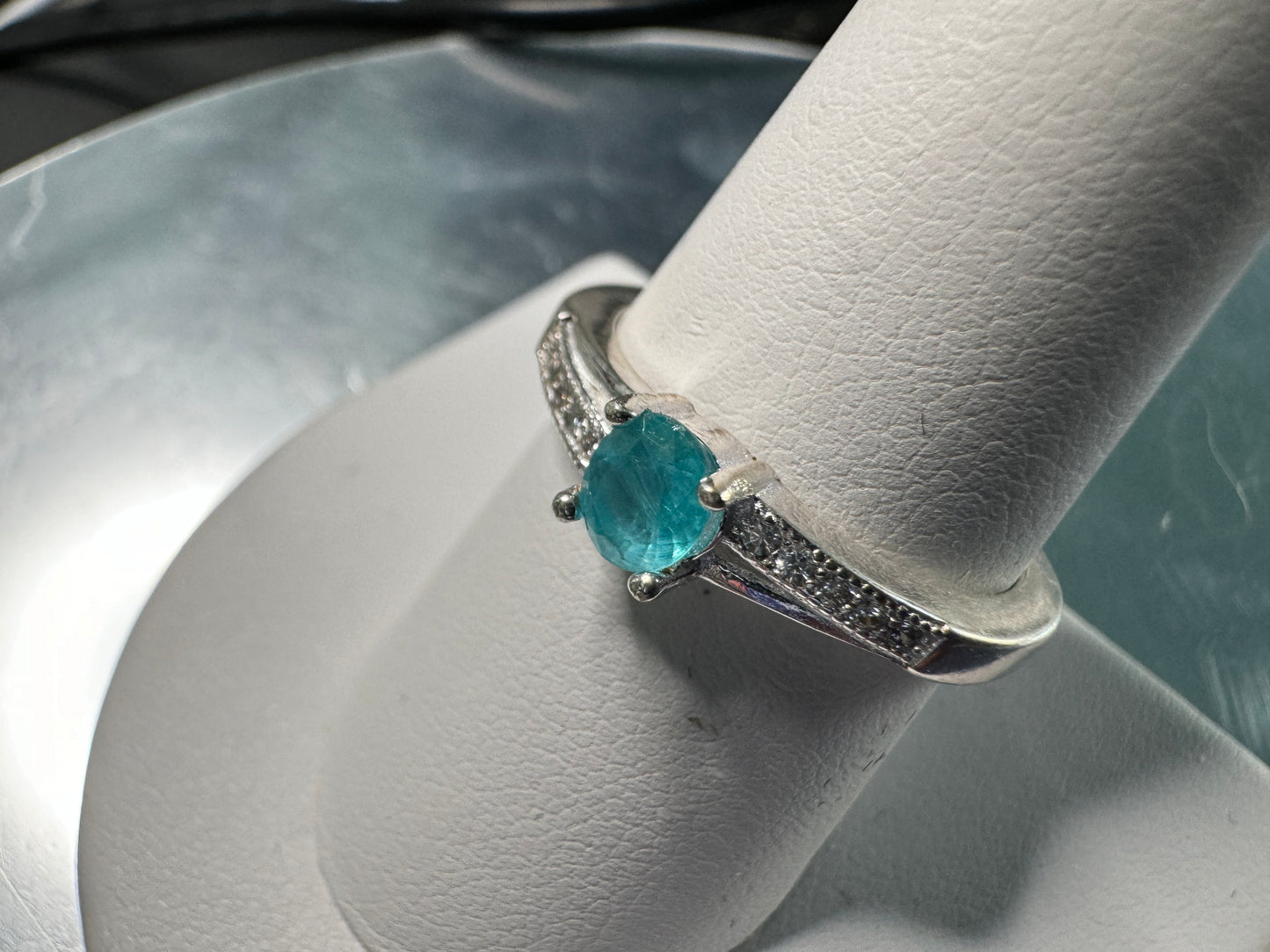 Stunning and Rare Blue Apetite Ring w/CZ Accents (Size 8.5)