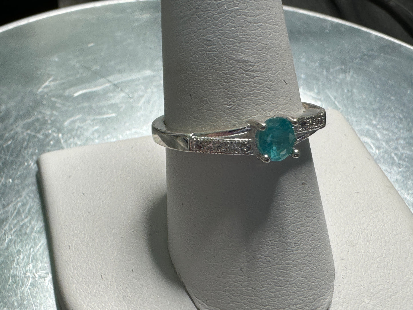 Stunning and Rare Blue Apetite Ring w/CZ Accents (Size 8.5)