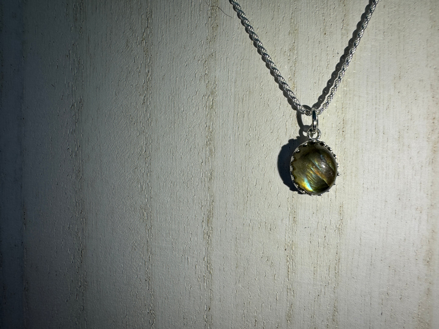Stunning Labradorite Pendant w/Sterling Silver Necklace