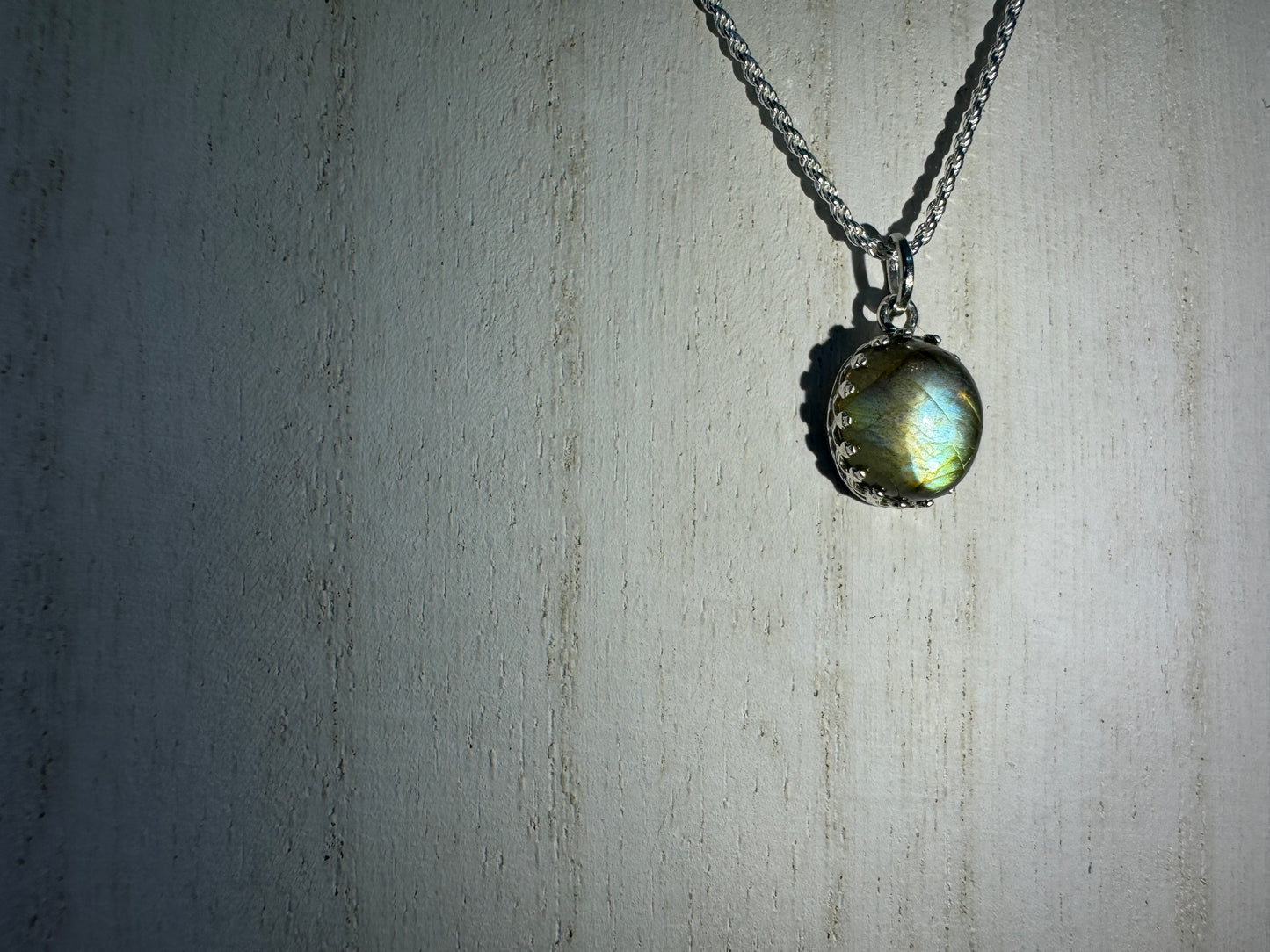 Stunning Labradorite Pendant w/Sterling Silver Necklace