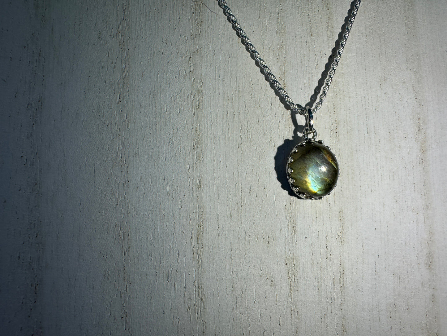 Stunning Labradorite Pendant w/Sterling Silver Necklace