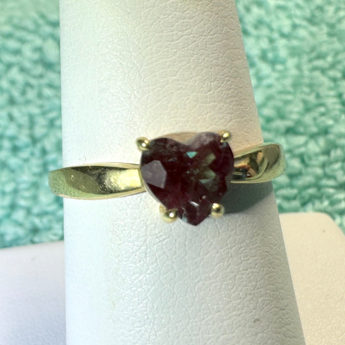Stunning Heart Shape Lab Alexandrite Ring in 10K Gold