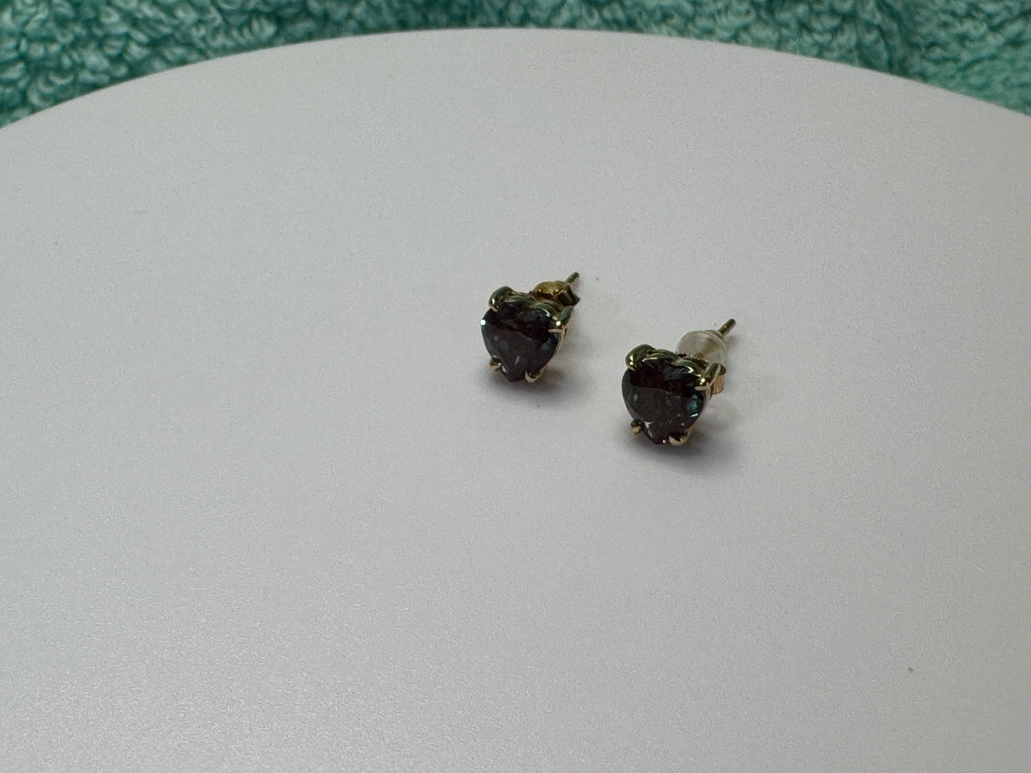 Stunning Heart Shape Lab Alexandrite Gold Earrings