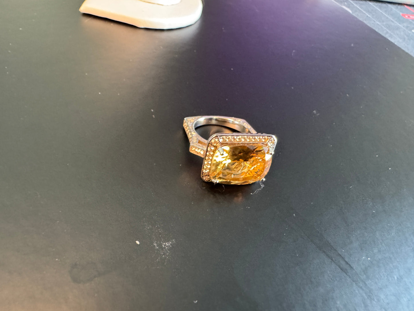 Showpiece Citrine Estate Ring in Sterling Silver
