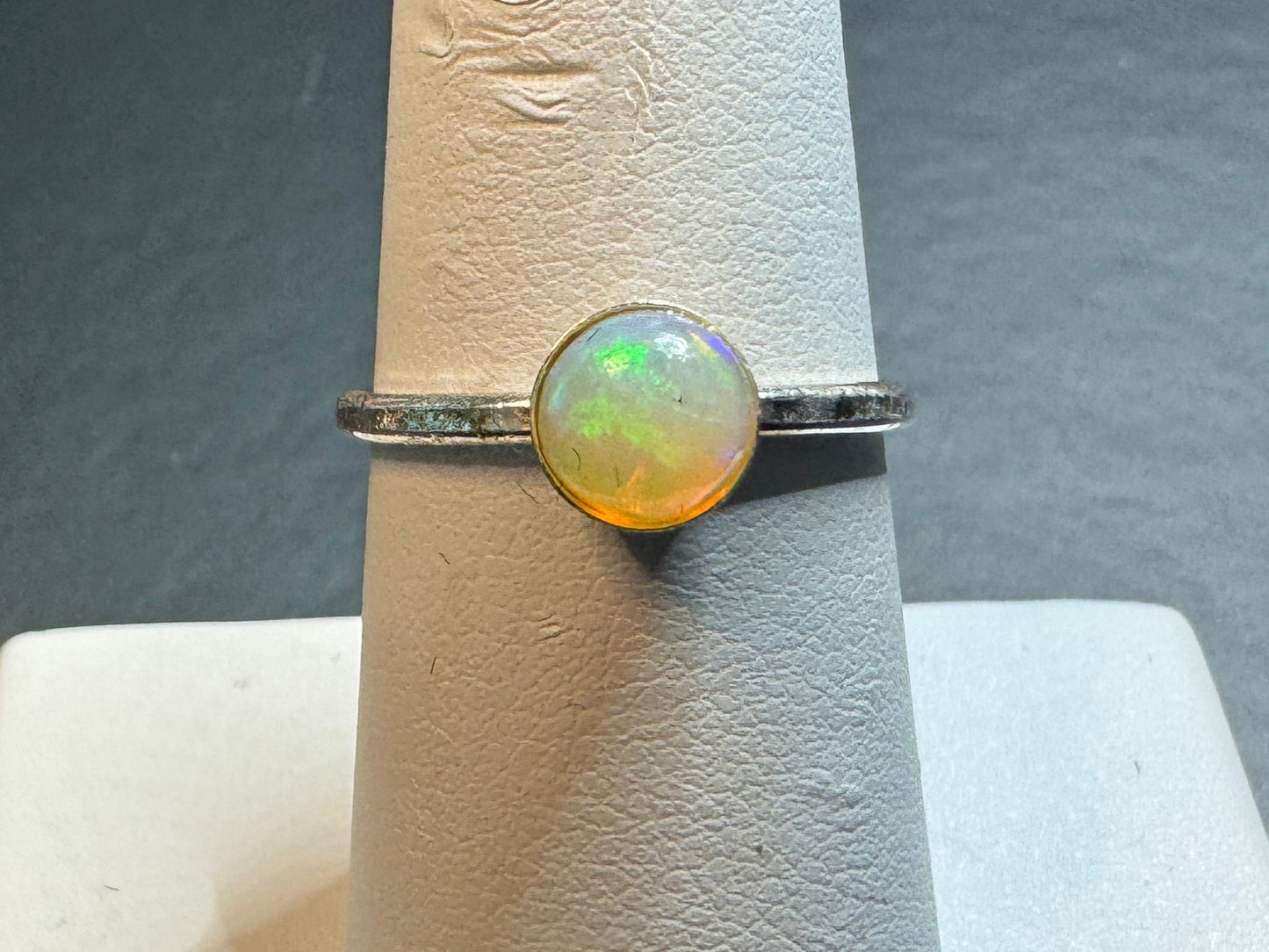 Super Colorful Ethiopian Opal Ring in Sterling Silver (Size 7)