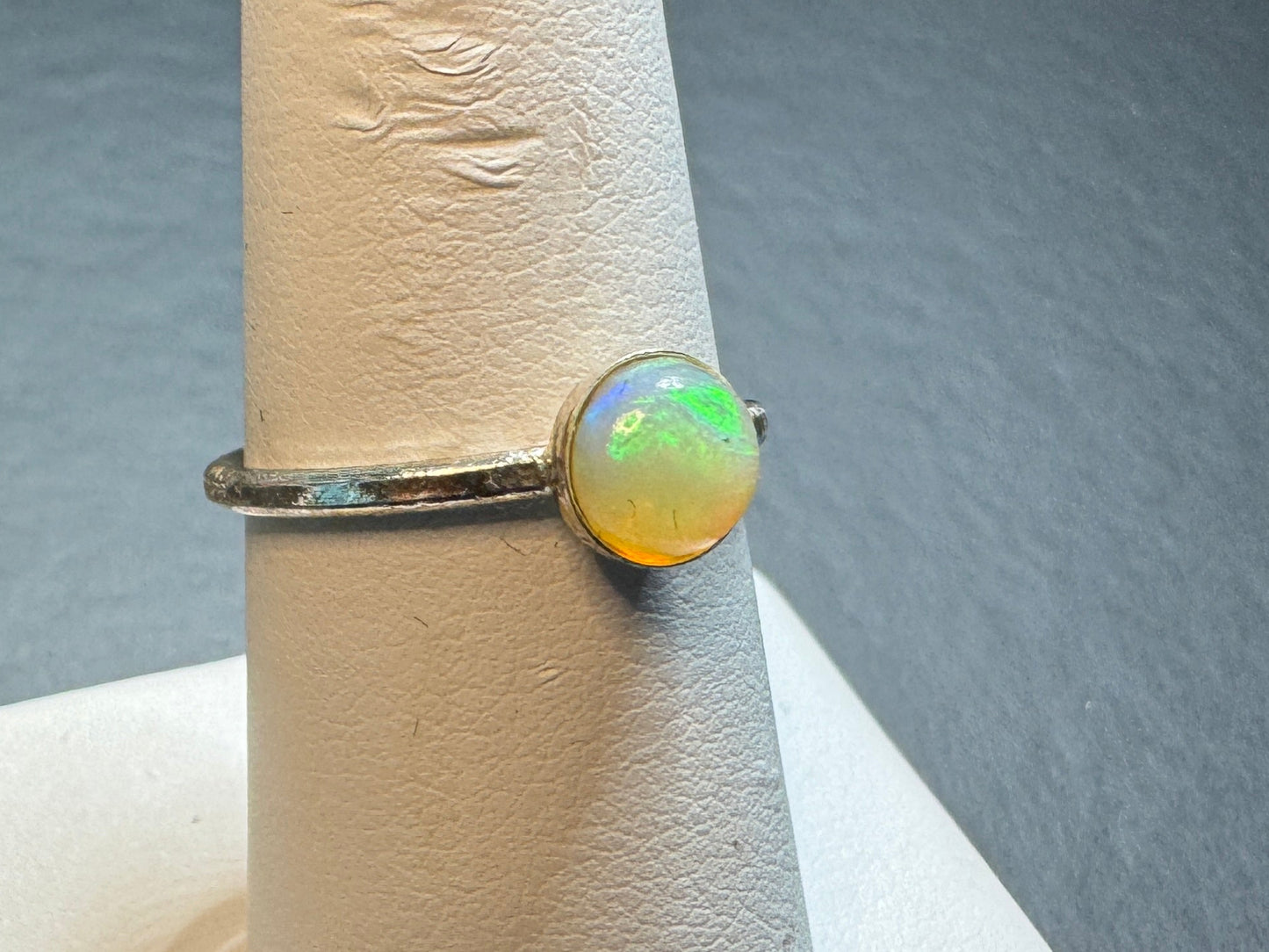 Super Colorful Ethiopian Opal Ring in Sterling Silver (Size 7)