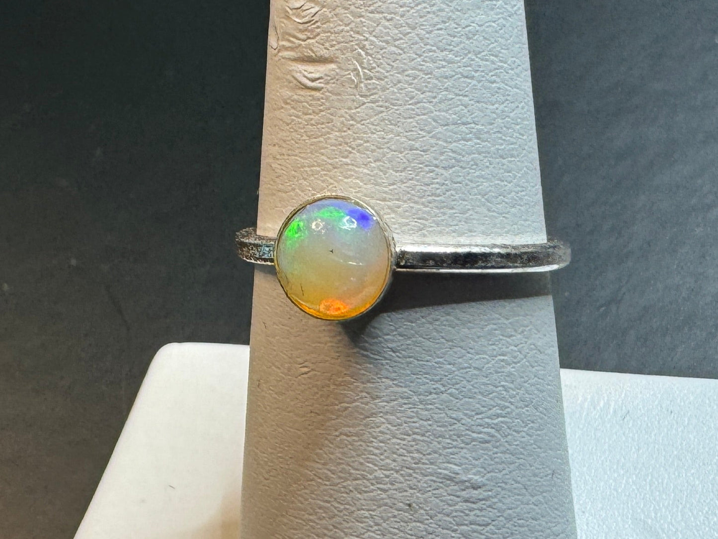 Super Colorful Ethiopian Opal Ring in Sterling Silver (Size 7)