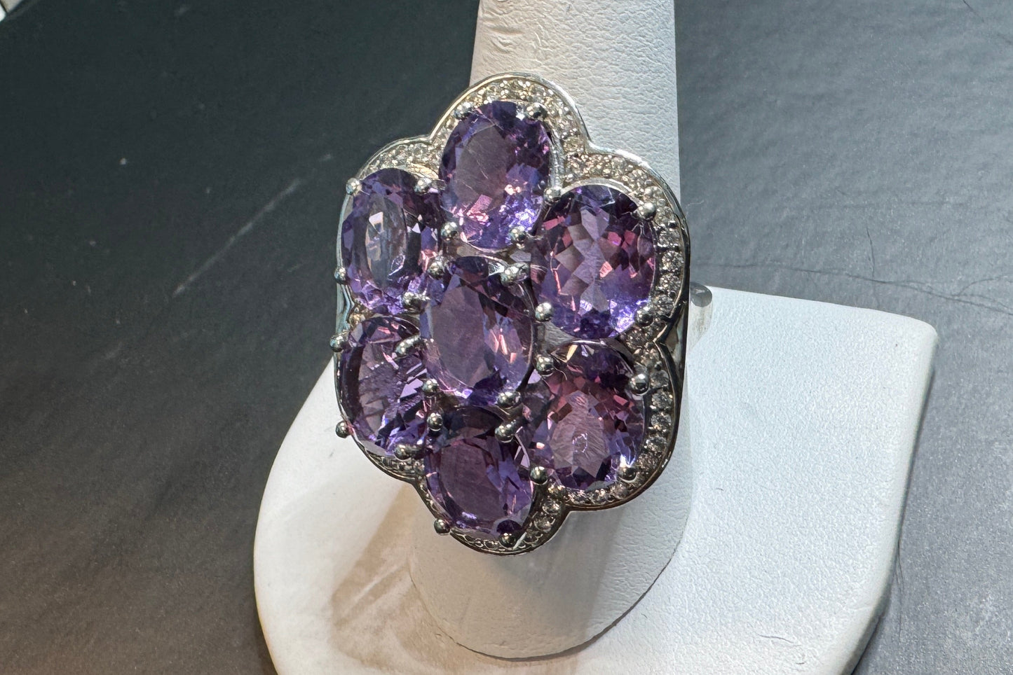Bold 7 Amethyst Halo Ring