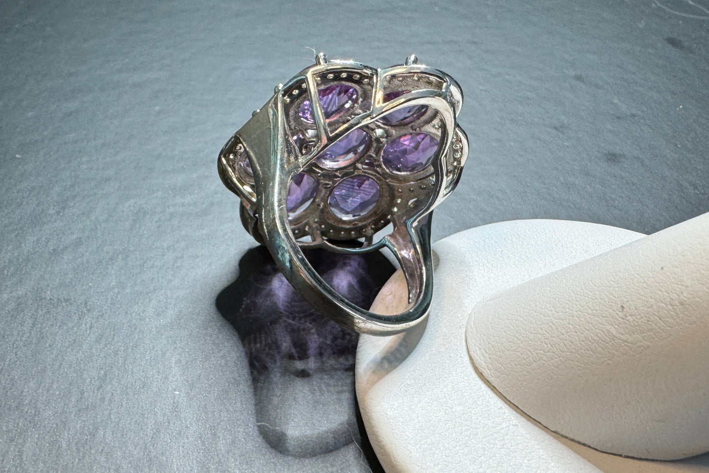 Bold 7 Amethyst Halo Ring