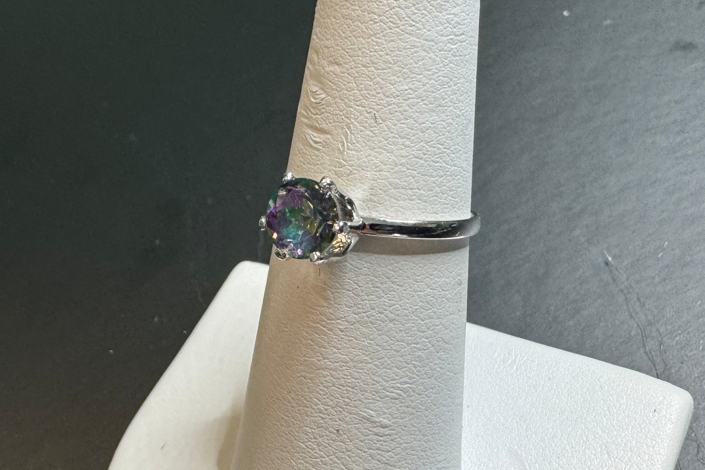 1ct Mystic Quartz Sterling Silver Solitare Ring