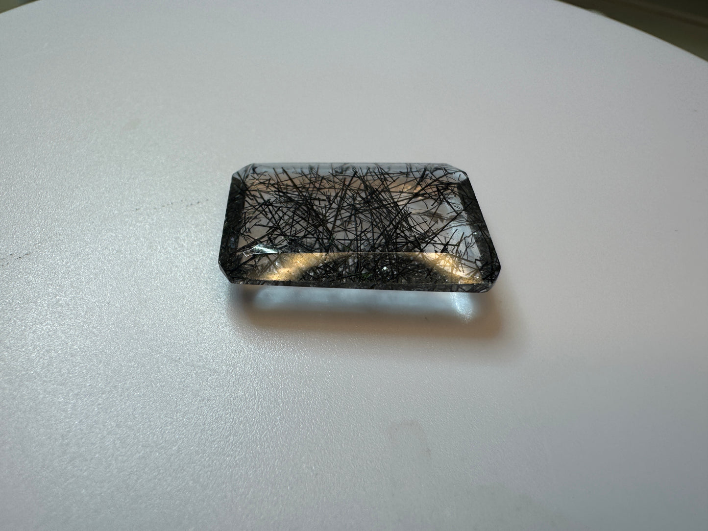 Rutilated Quartz Emerald Cut Gemstone - (25x18mm, Over 22 Carats!)
