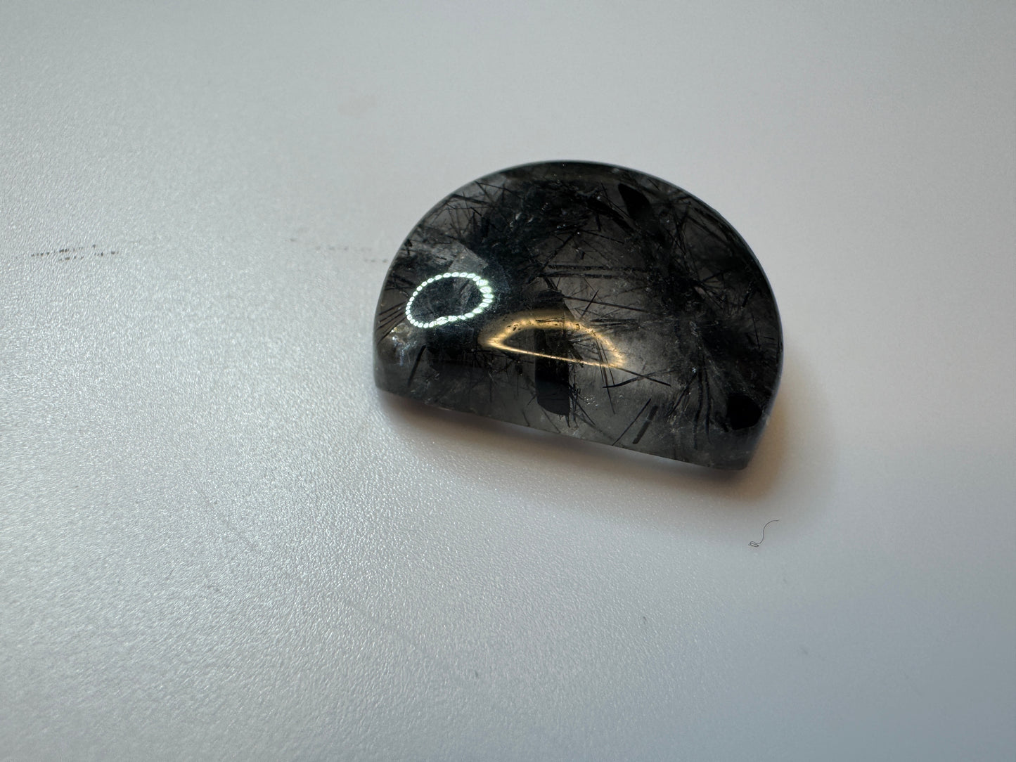 Rutilated Quartz Unique Moon Cut Gemstone - (23mm wide, Over 31 Carats!)
