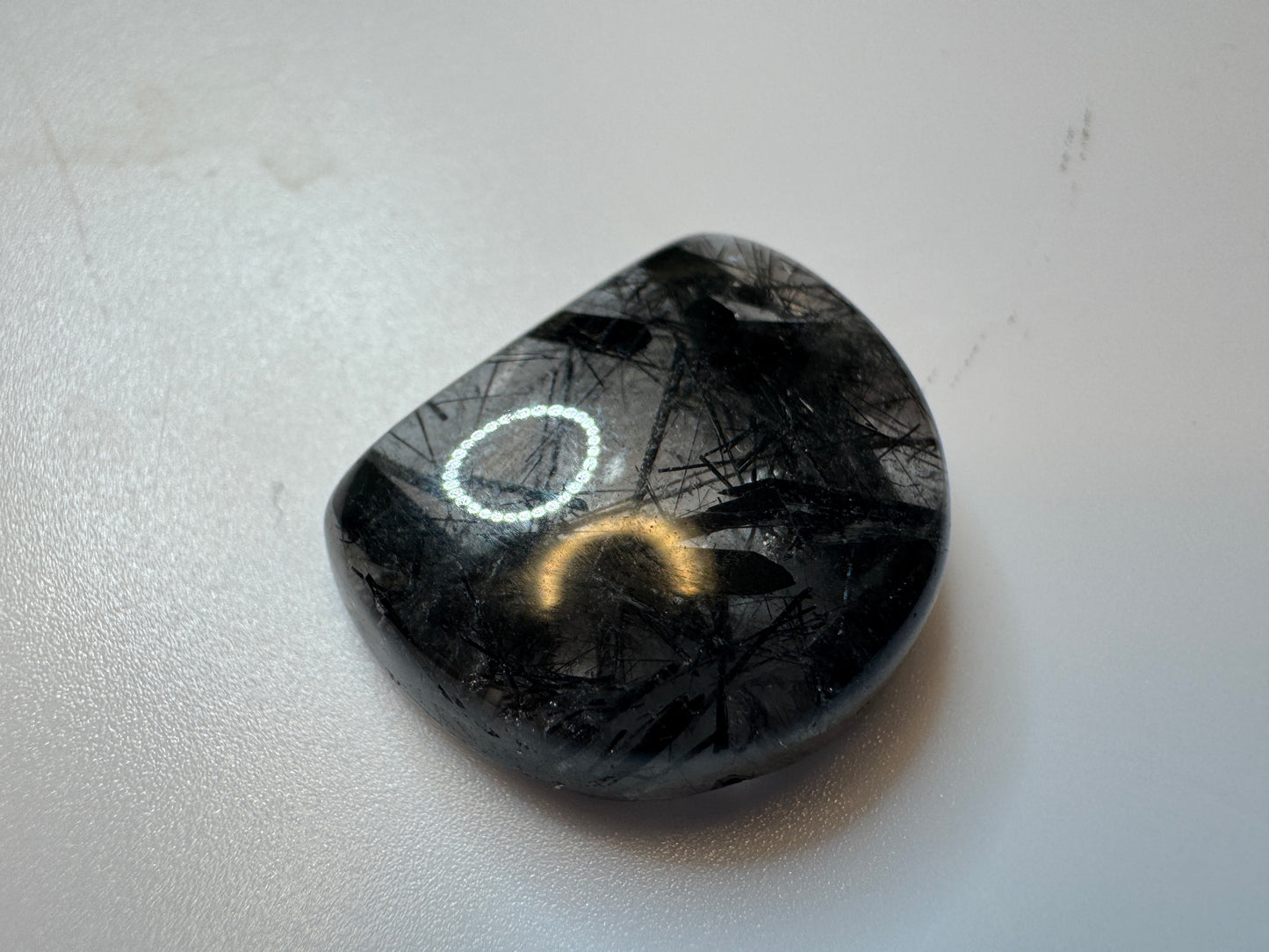 Rutilated Quartz Unique Moon Cut Gemstone - (23mm wide, Over 31 Carats!)