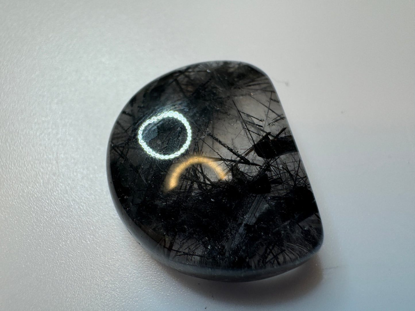 Rutilated Quartz Unique Moon Cut Gemstone - (23mm wide, Over 31 Carats!)