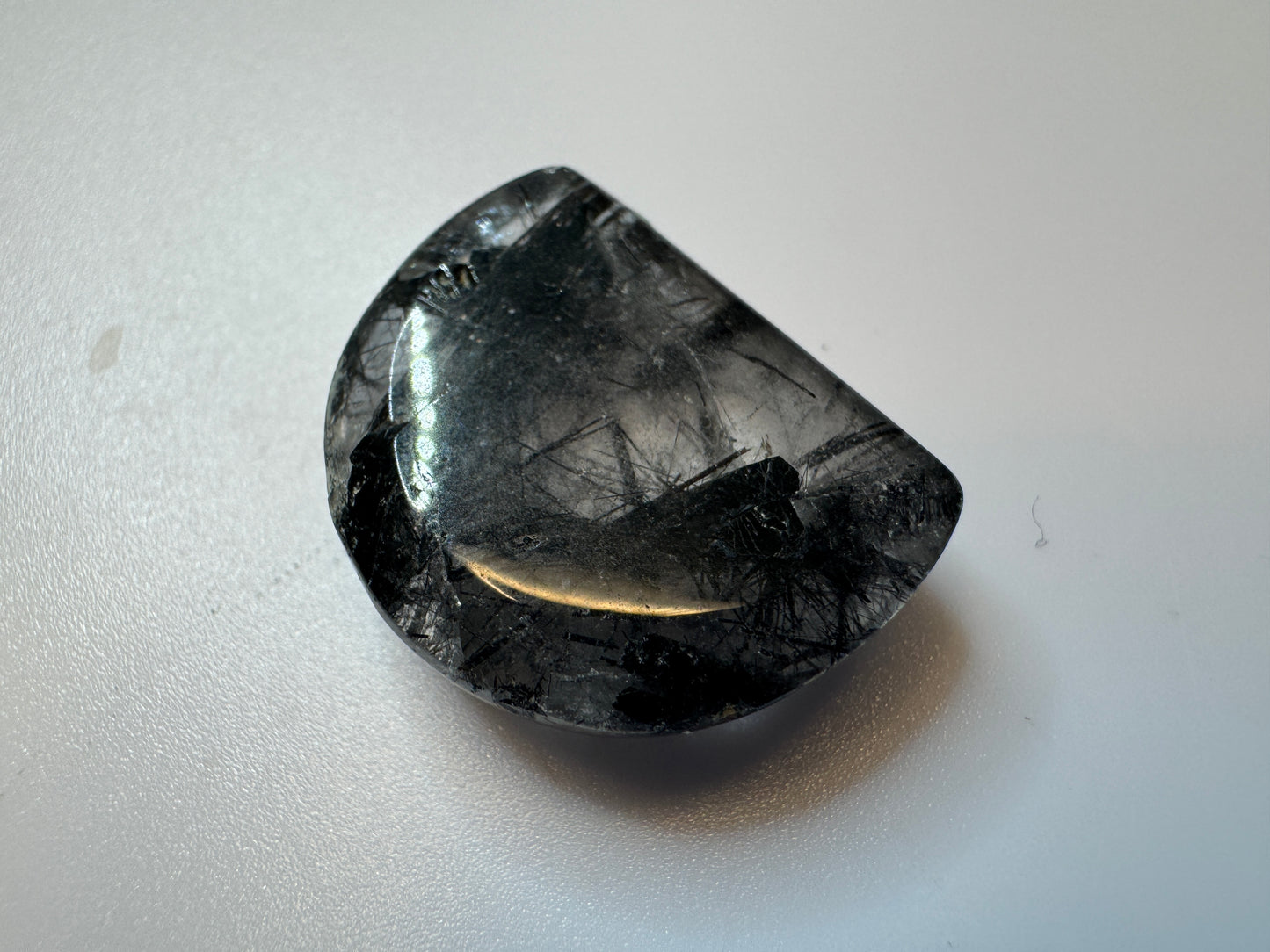 Rutilated Quartz Unique Moon Cut Gemstone - (23mm wide, Over 31 Carats!)