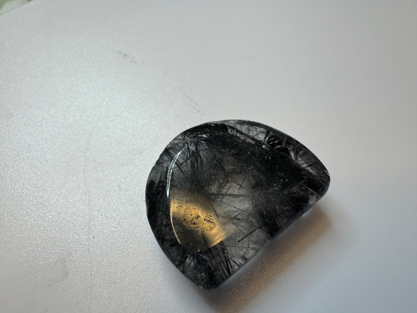 Rutilated Quartz Unique Moon Cut Gemstone - (23mm wide, Over 31 Carats!)
