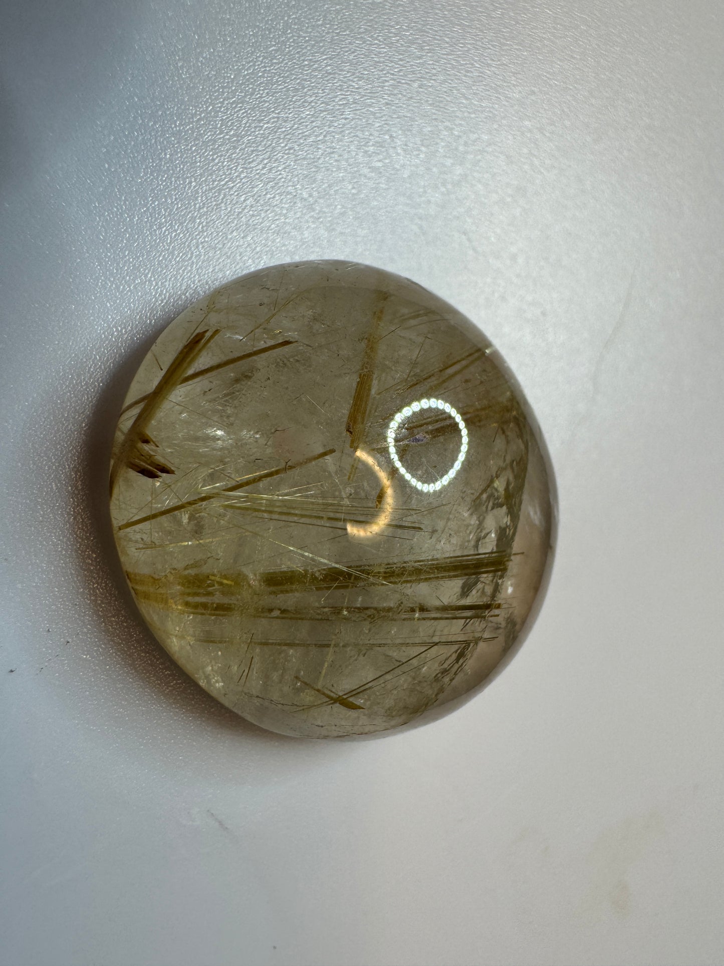 Golden Rutilated Quartz Oval Cabochon Cut Gemstone - (22x25 mm, Over 38 Carats!)