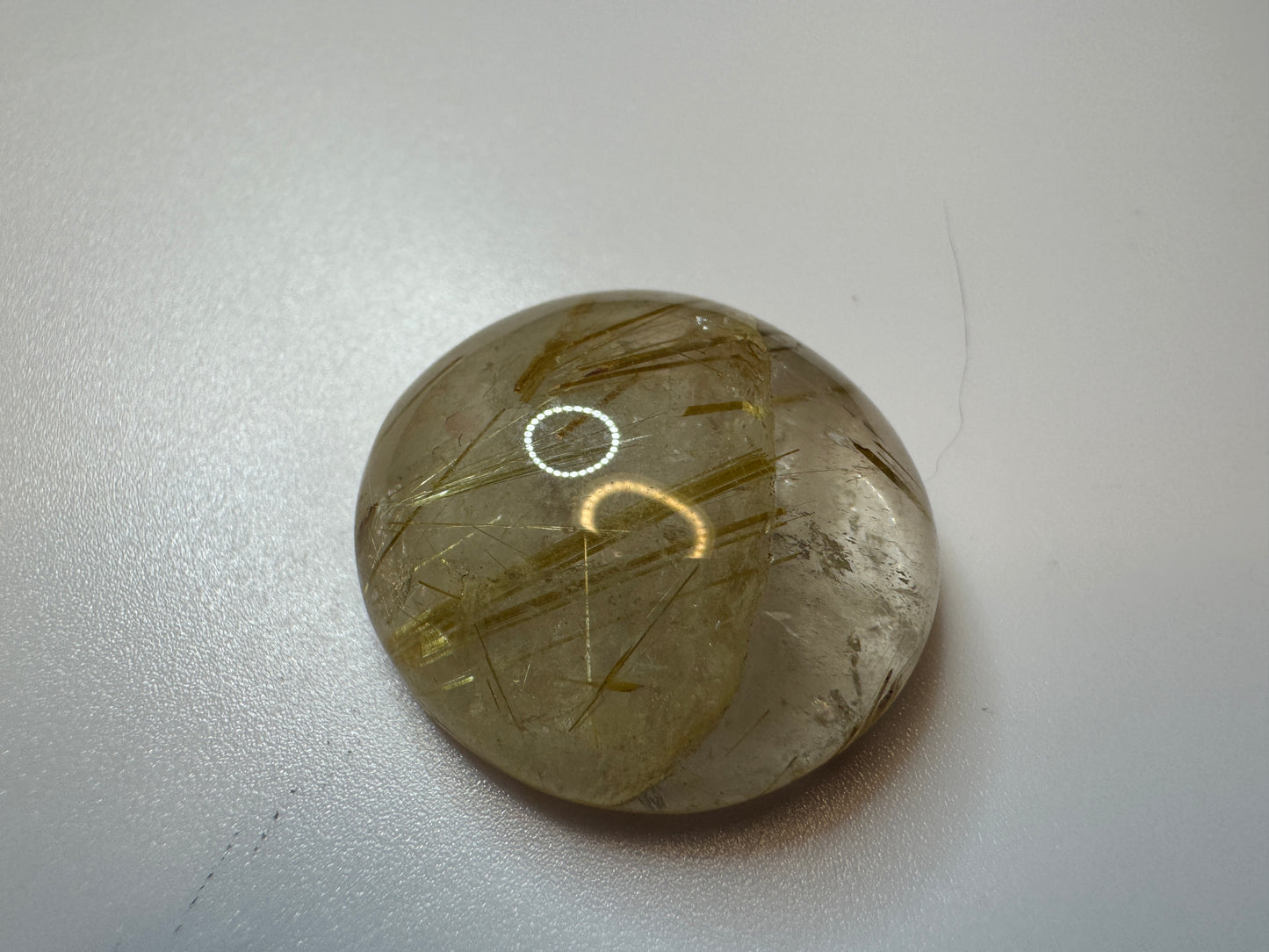 Golden Rutilated Quartz Oval Cabochon Cut Gemstone - (22x25 mm, Over 38 Carats!)
