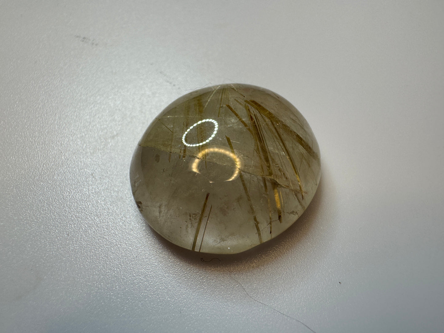 Golden Rutilated Quartz Oval Cabochon Cut Gemstone - (22x25 mm, Over 38 Carats!)