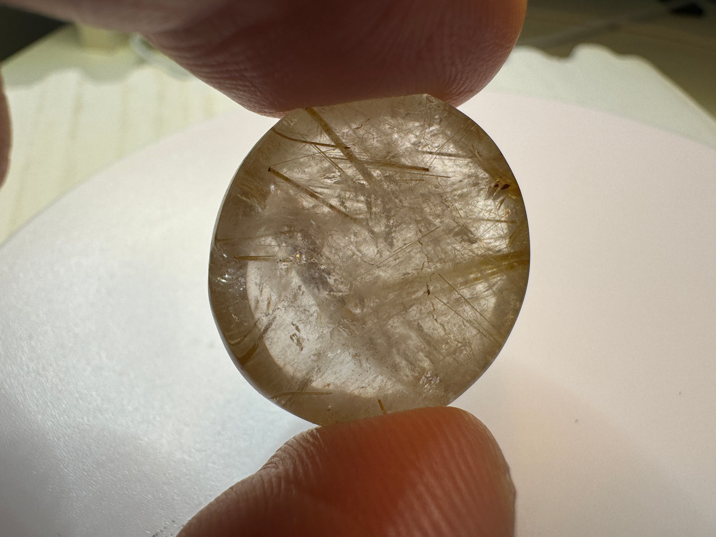Golden Rutilated Quartz Oval Cabochon Cut Gemstone - (22x25 mm, Over 38 Carats!)