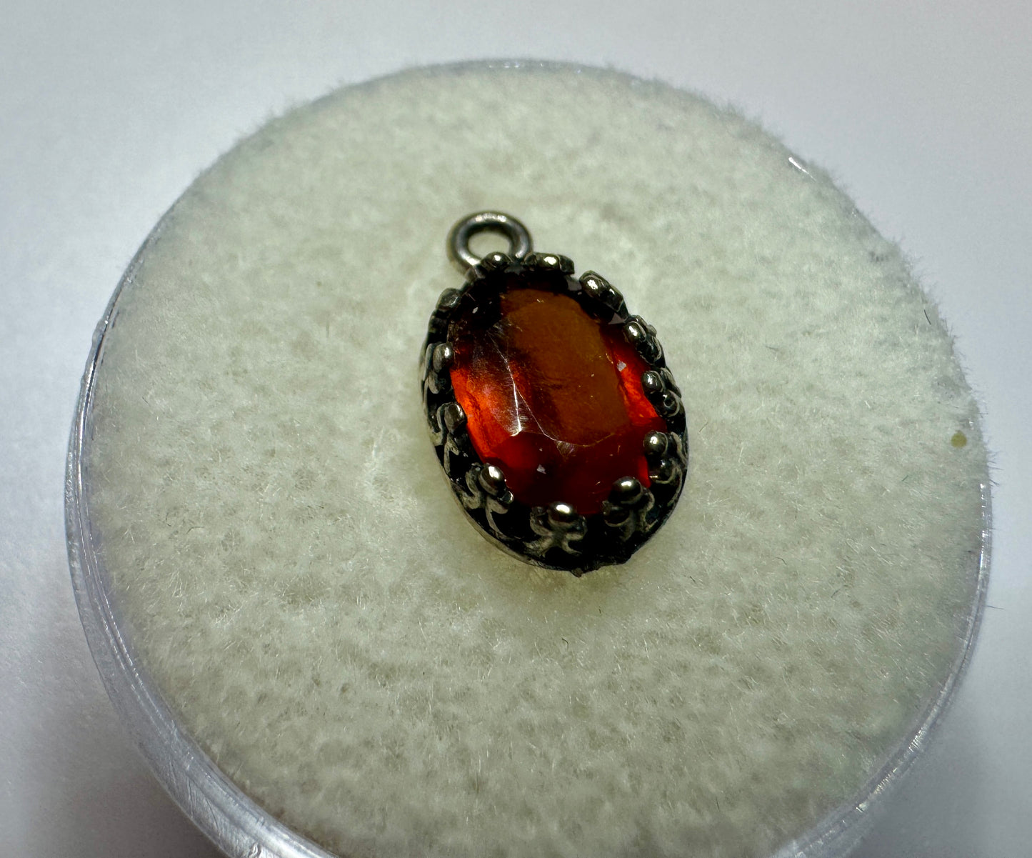 Red Garnet Antique Silver Pendant