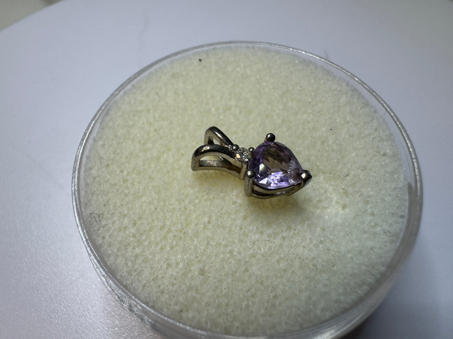 Heart Shaped Amethyst Pendant with Diamond Accent in Sterling Silver