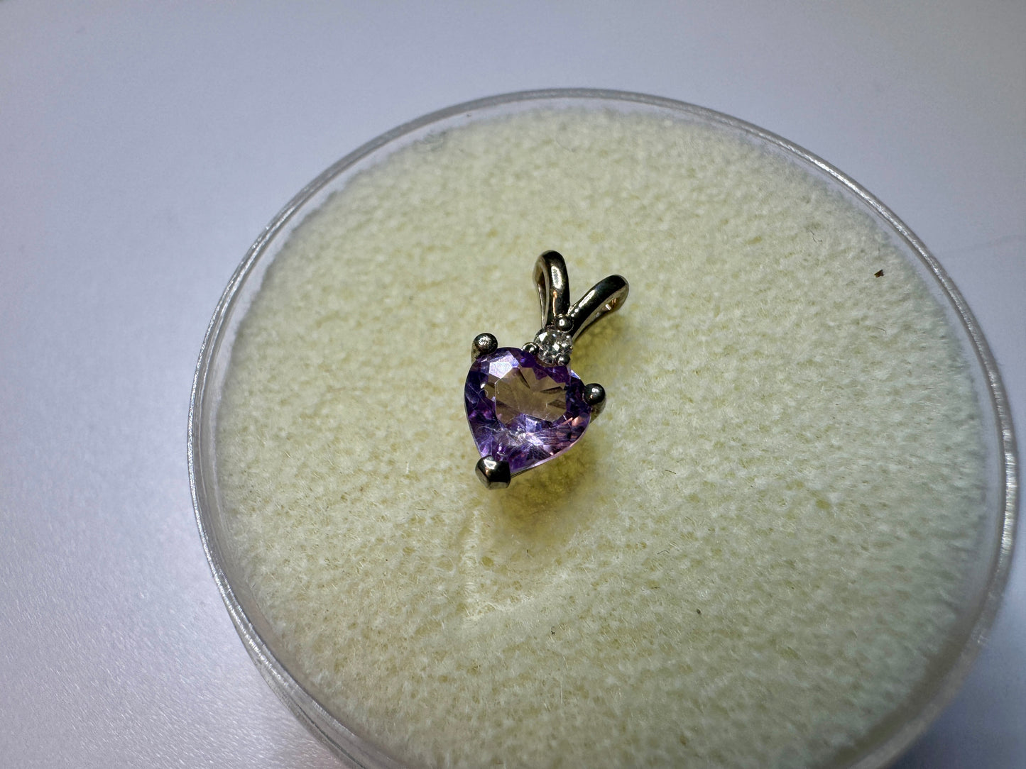 Heart Shaped Amethyst Pendant with Diamond Accent in Sterling Silver