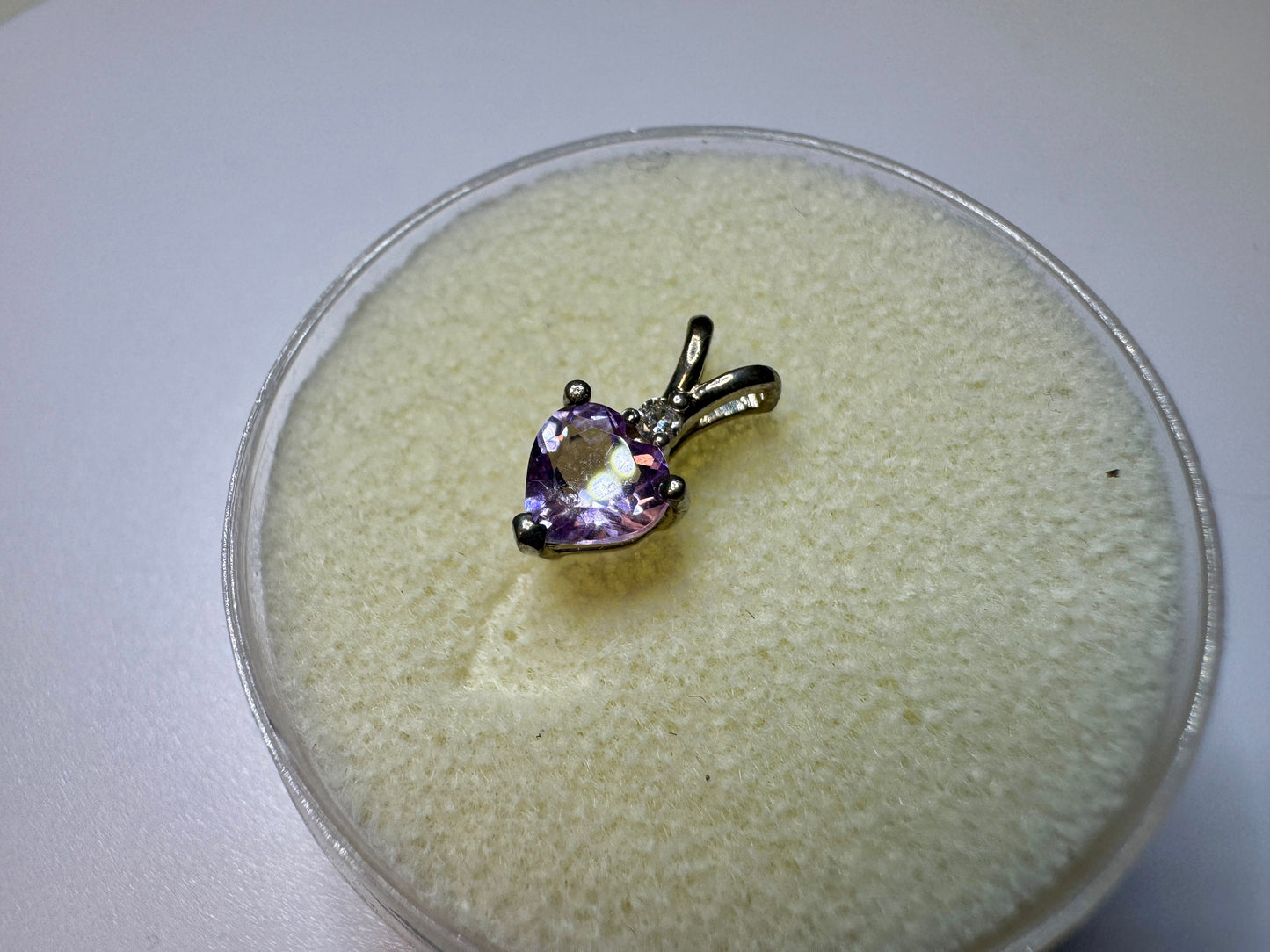Heart Shaped Amethyst Pendant with Diamond Accent in Sterling Silver