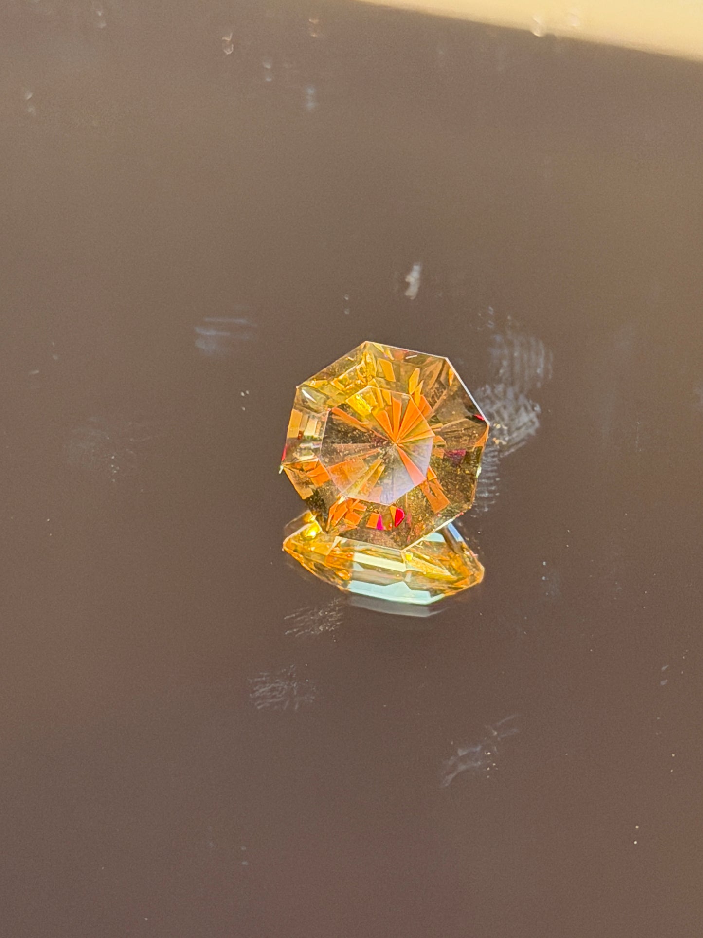 Octagonal Fancy Cut Citrine Gemstone (6.25 carats, ~12mm)