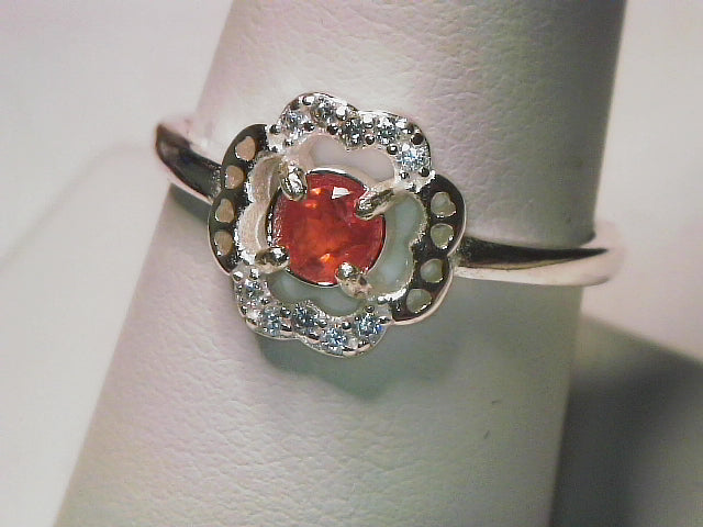 Ultra Rare Clinohumite Gemstone Ring w/CZ Accents