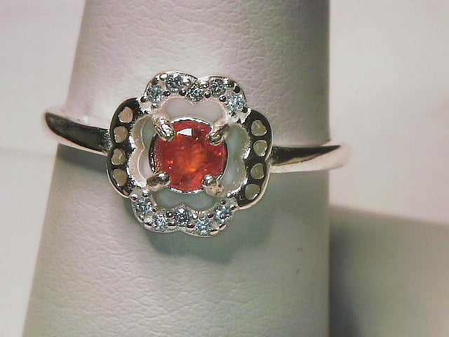 Ultra Rare Clinohumite Gemstone Ring w/CZ Accents