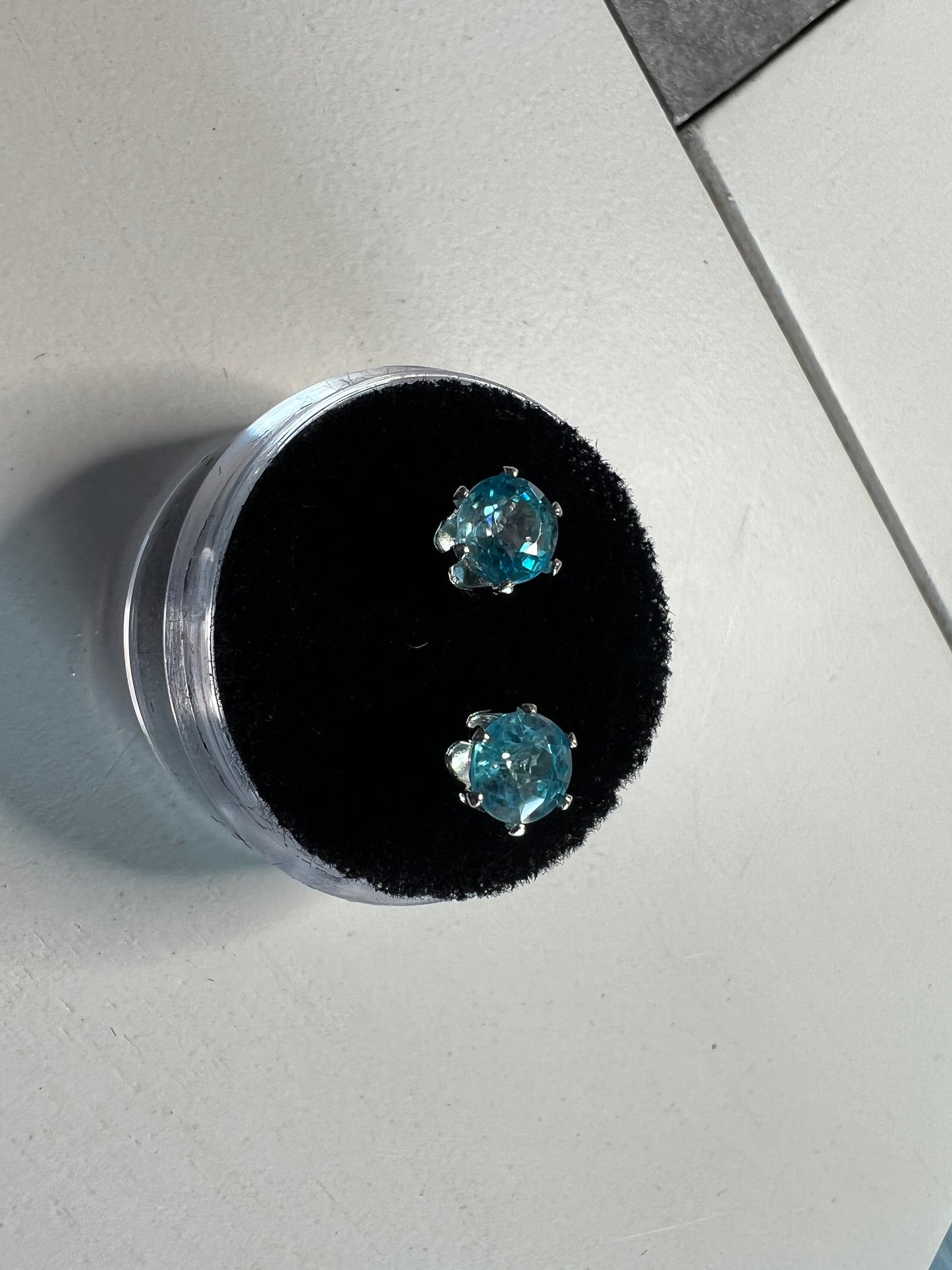 1.78 tow Cambodian Blue Zircon Earrings w/Stunning Sparkle and Color!