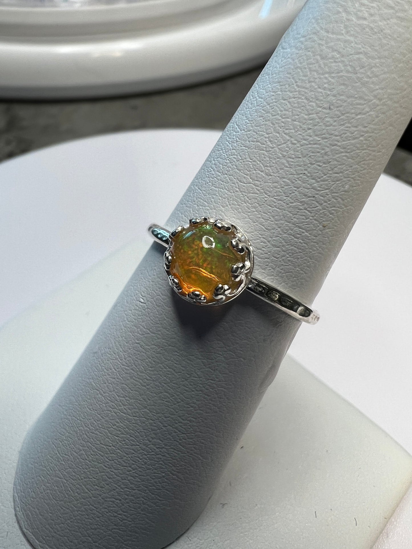 Unique AAA Quality Ethiopian Opal Ring in Sterling Silver - Great Play of Color!