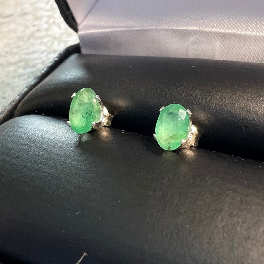 Glowing Oval Emerald Earrings