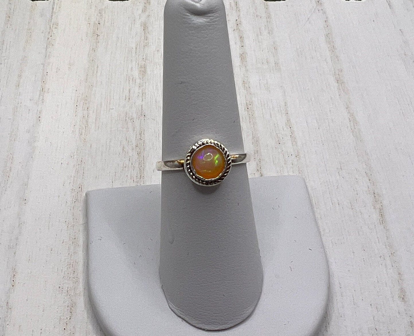 Honey Colored Ethiopian Opal Sterling Silver Ring - Size 7