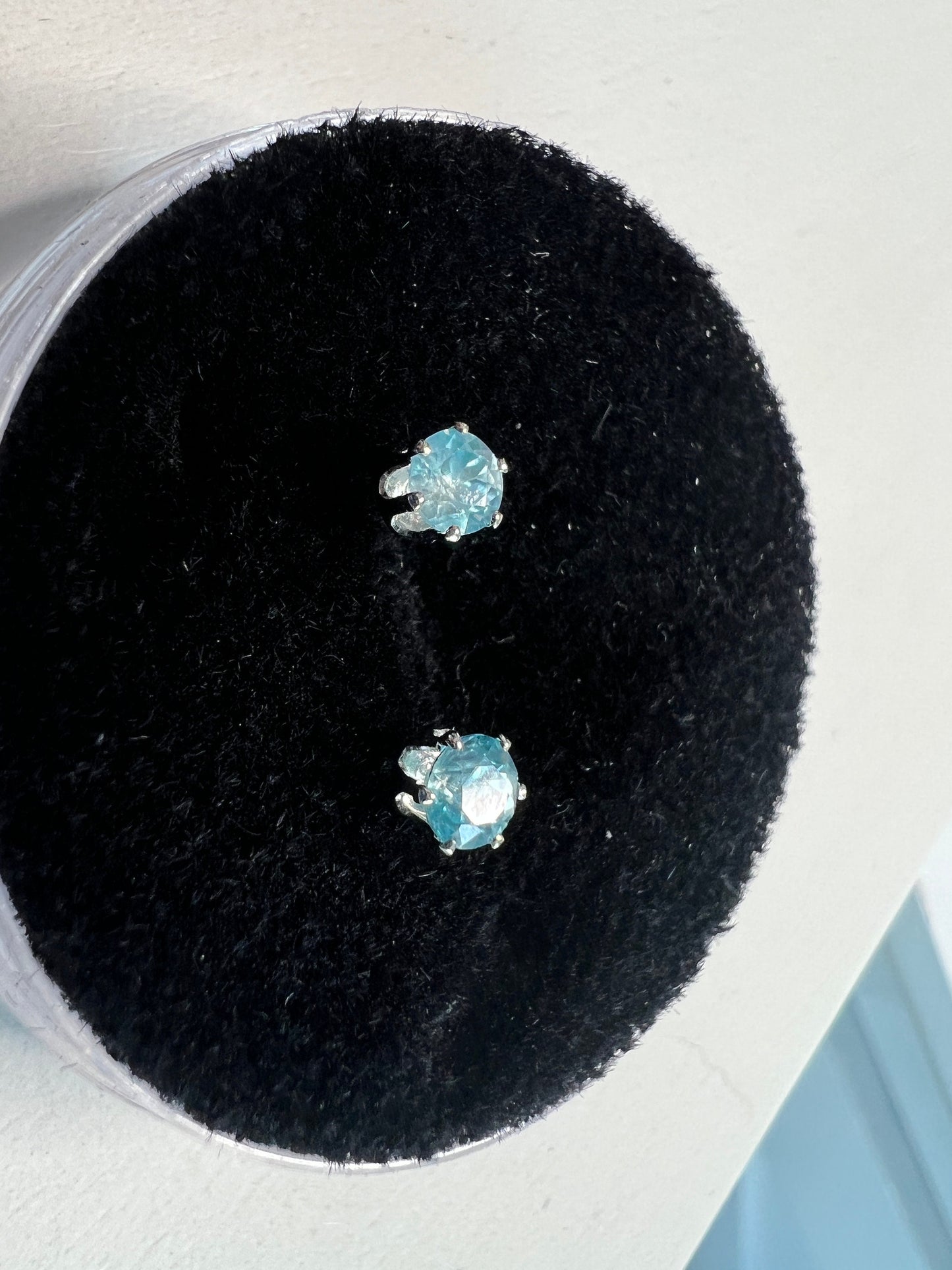 Beautiful Blue Zircon Earrings (4mm / 0.75 tcw) w/6 Prong Sterling Silver Settings