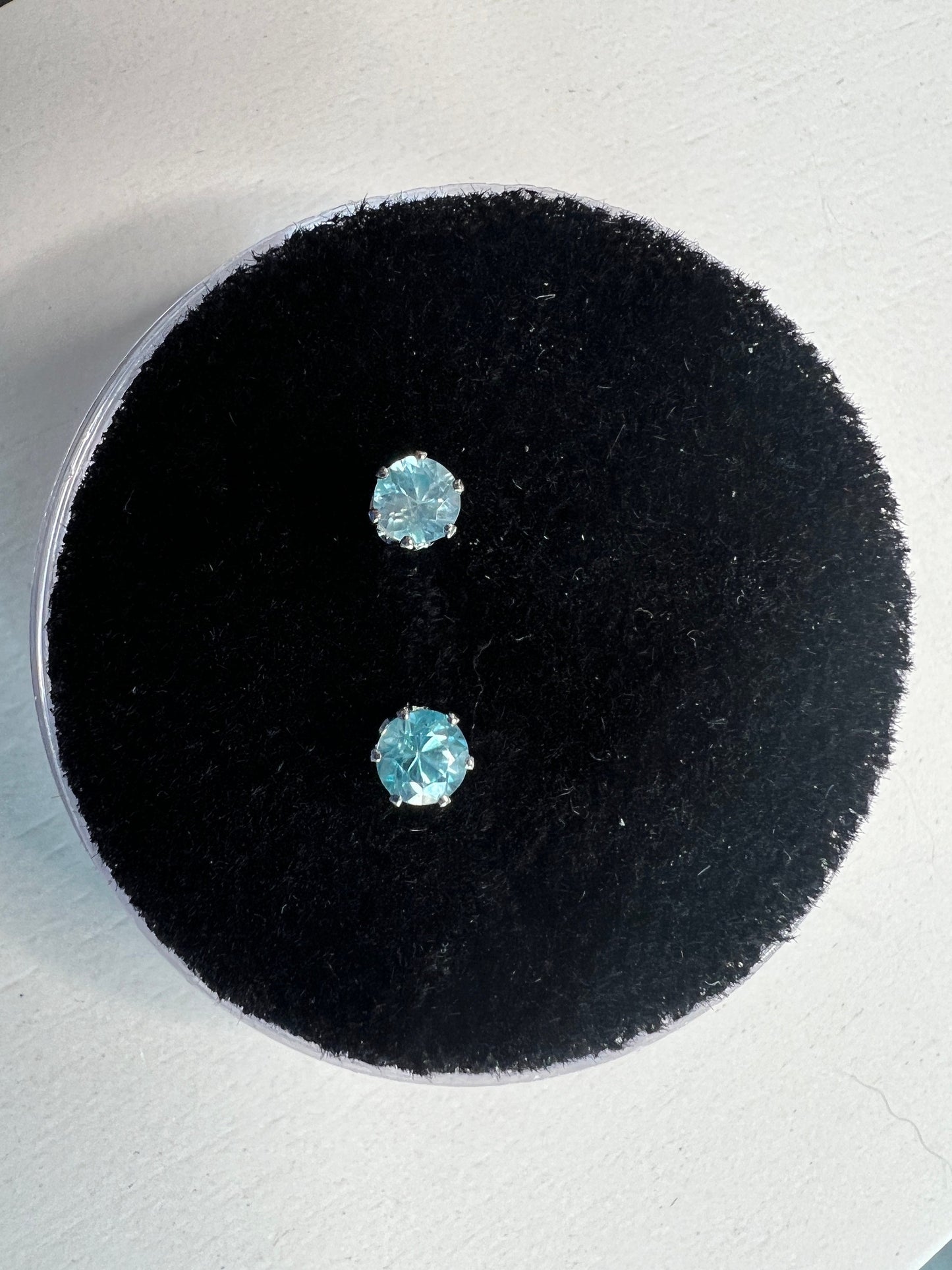 Beautiful Blue Zircon Earrings (4mm / 0.75 tcw) w/6 Prong Sterling Silver Settings