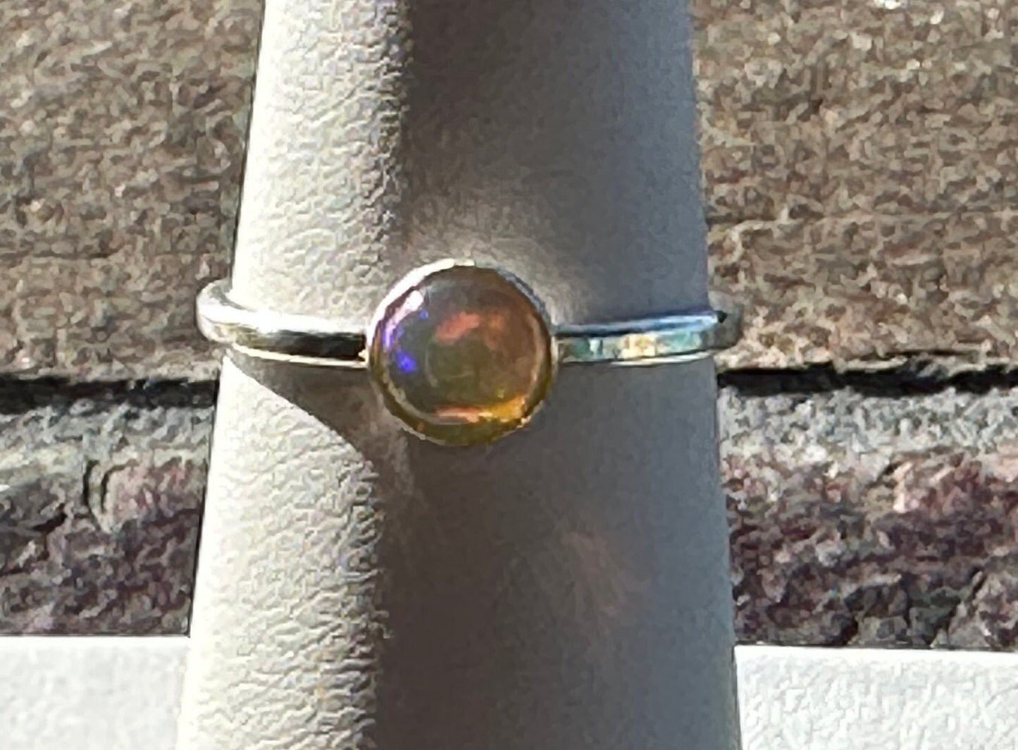 Opal Ring with Beautiful Color Play (Size 7)