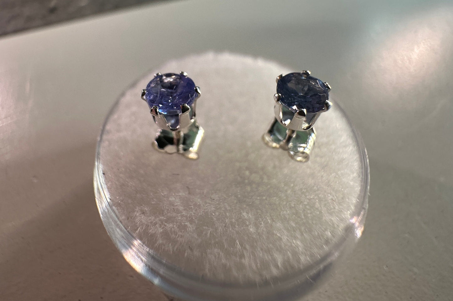 Beautiful Tanzanite Stud Earrings w/Secure 6 Prong Sterling Silver Settings (2/3 tcw)