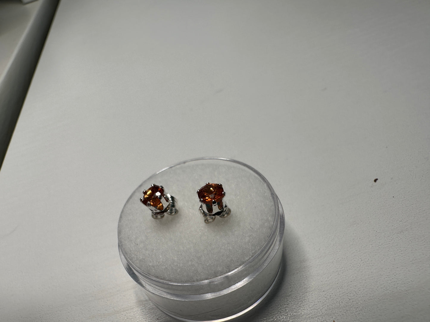 Eye Catching Orange Garnet Stud Earrings in Sterling Silver (4mm, 0.65 tcw)