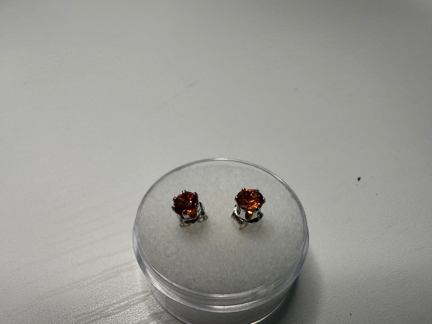 Eye Catching Orange Garnet Stud Earrings in Sterling Silver (4mm, 0.65 tcw)