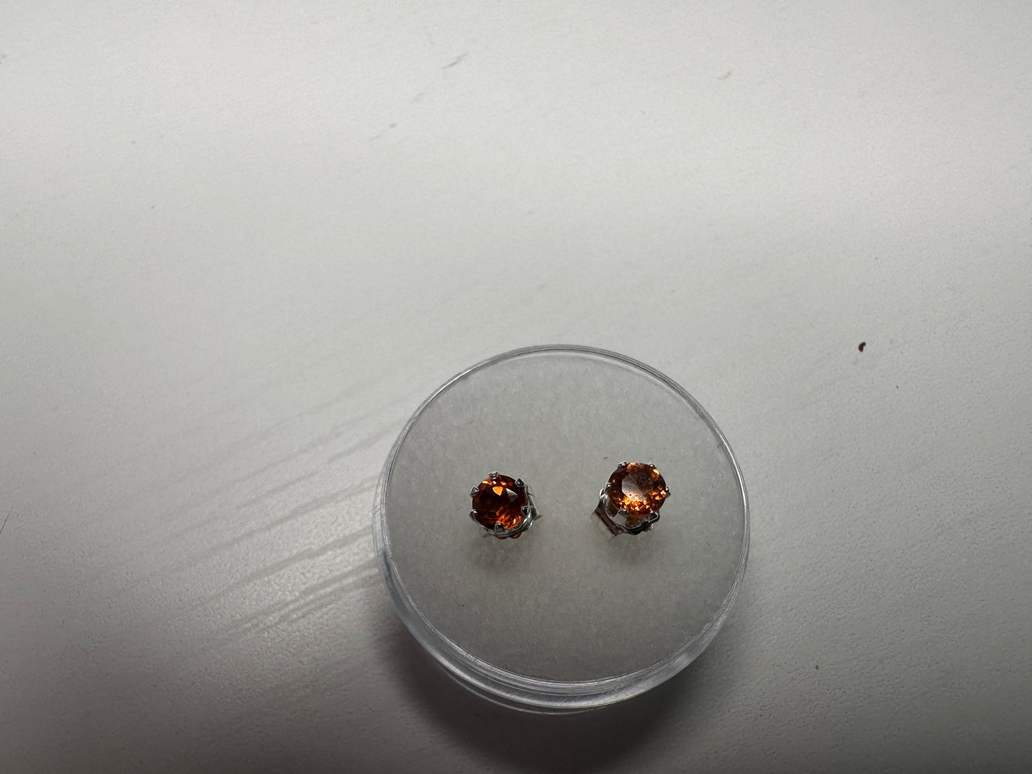 Eye Catching Orange Garnet Stud Earrings in Sterling Silver (4mm, 0.65 tcw)