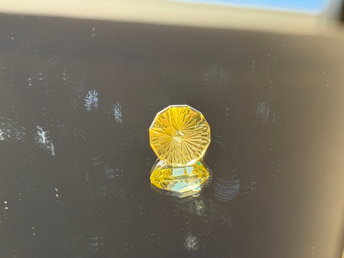 Round Fancy Cut Citrine Gemstone  (4.4 carats, ~10mm)