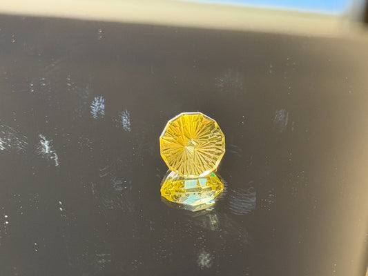Round Fancy Cut Citrine Gemstone  (4.4 carats, ~10mm)