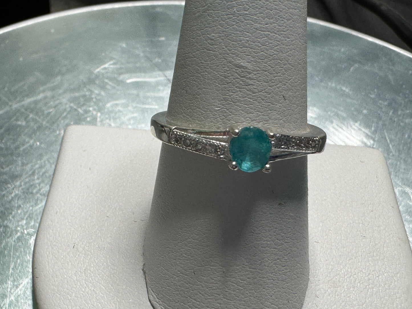 Stunning and Rare Blue Apetite Ring w/CZ Accents (Size 8.5)
