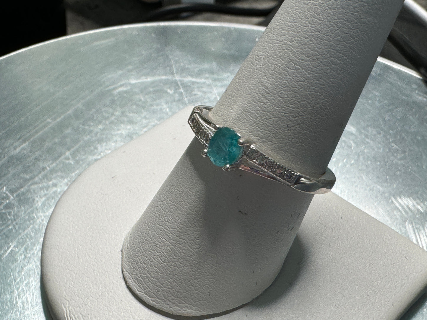 Stunning and Rare Blue Apetite Ring w/CZ Accents (Size 8.5)