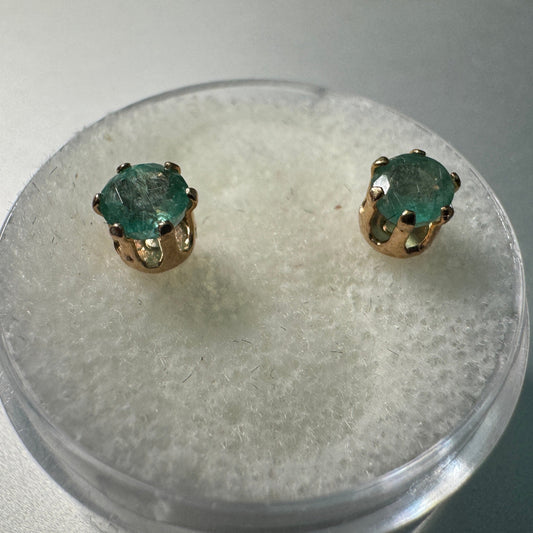 Emerald Stud Earrings 18K Gold plated Sterling Silver